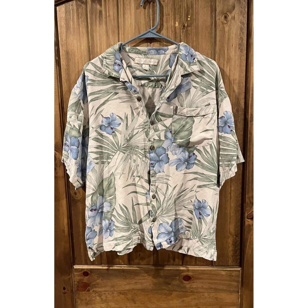 Bungalow Brand Button-Up Shirt Mens XL‎ Multicolor Silk Floral Hawaiian Collared